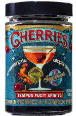 A jar of Tempus Fugit Spirits Candied Cocktail Cherries